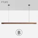 Nordic Wood Pendant Lights LED Modern Pendant Lamps for Dining Living Room Kitchen Office Shop Bar Cafe Long Strip Hanging Lamp