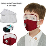 Child Dustproof Outdoor Face Protective Face Mask with Eyes Shield + 2 Filters Face Mascarillas Cosplay Costume Accessories