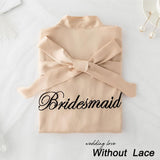 Summer Lace Sleepwear for Bride & Bridesmaid Wedding Robe Gown Solid Embroidery Kimono Bathrobe