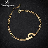 A-Z Letter Jewelry Personalize Initial Bracelets Bangles for Women Stainless Steel Alphabet Charm Bracelet Name Bijoux Pulseiras