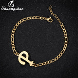 A-Z Letter Jewelry Personalize Initial Bracelets Bangles for Women Stainless Steel Alphabet Charm Bracelet Name Bijoux Pulseiras