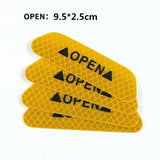 4Pcs/set Car Door Stickers Universal Safety Warning Mark OPEN High Reflective Tape Motorcycle Bike Helmet Sticker