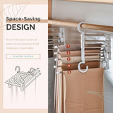 5 in 1 Pant Rack Hanger for Clothes Organizer Multifunction Shelves Closet Storage Organizer StainlessSteel Folding clothes hang