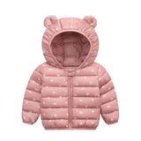 Cute 1- 5y baby girls jacket kids boys Light down coats with ear hoodie spring girl clothes infant children's clothing  for boys