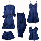 Satin Lace Pajamas Set Women Strap Top Pants Sleepwear Sleep Suit Spring