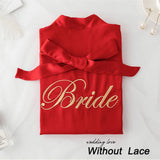 Summer Lace Sleepwear for Bride & Bridesmaid Wedding Robe Gown Solid Embroidery Kimono Bathrobe