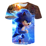 Summer Boys Cartoon Sonic hedgehog t shirt Blue 3D Printed Girls Streetwear Children Kids Clothes Baby Funny Tshirt O-Neck