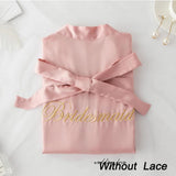 Summer Lace Sleepwear for Bride & Bridesmaid Wedding Robe Gown Solid Embroidery Kimono Bathrobe