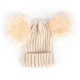 Children Winter Infant Newborn Kids Baby Wool Knitted Hat Cap Beanie With Two Double Pom Pom Beanie For Cute Boys Girl 1-3Years