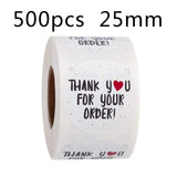 500pcs/roll  Thank You Stickers Handmade Sticker Circle Stationery thank you for your order  Seal Labels thank you sticker