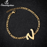 A-Z Letter Jewelry Personalize Initial Bracelets Bangles for Women Stainless Steel Alphabet Charm Bracelet Name Bijoux Pulseiras