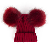 Children Winter Infant Newborn Kids Baby Wool Knitted Hat Cap Beanie With Two Double Pom Pom Beanie For Cute Boys Girl 1-3Years