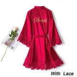 Summer Lace Sleepwear for Bride & Bridesmaid Wedding Robe Gown Solid Embroidery Kimono Bathrobe
