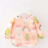 Baby Bandana Bibs Cute Cartoon Bibs Waterproof Infant Eating Children Drawing Long Sleeve Apron Baby Self Feeding Bib