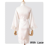 Summer Lace Sleepwear for Bride & Bridesmaid Wedding Robe Gown Solid Embroidery Kimono Bathrobe