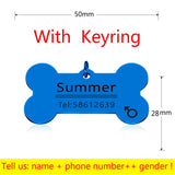 Personalized Collar Pet ID Tag Engraved Pet ID Name for Cat Puppy Dog Tag Pendant Keyring Bone Pet Accessories