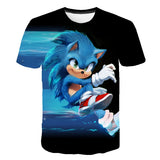 Summer Boys Cartoon Sonic hedgehog t shirt Blue 3D Printed Girls Streetwear Children Kids Clothes Baby Funny Tshirt O-Neck