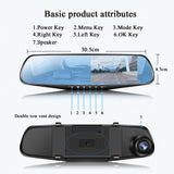 HD 1080P Car Dvr Mirror Video Recorder 2 Lenns Loop Recording With Parking Video 250mAh Built-in Battery Car Camera
