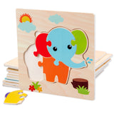Montessori Games Baby Toys Animals traffic Kids 3D Puzzles Wooden Cartoon Cognition Puzzle Toy Matching Educational Game Gift