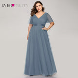 Plus Size Evening Dresses Ever Pretty EP09890 Elegant V-Neck Ruffles Chiffon Formal Evening Gown Party Dress Robe De Soiree 2020