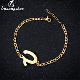 A-Z Letter Jewelry Personalize Initial Bracelets Bangles for Women Stainless Steel Alphabet Charm Bracelet Name Bijoux Pulseiras