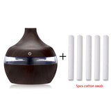 SaengQ Electric Humidifier Essential Aroma Oil Diffuser Ultrasonic Wood Grain Air Humidifier USB Mini Mist Maker LED Light For