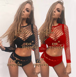 HOT Sexy Fishnet Babydoll Cosplay Nightgown crochet plus size lingerie dress bodysuit Corsets products Sleepwear+Hot pants W133