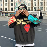 Kanye West Graffiti Letter Print Plus Velvet Sweatshirt Men Harajuku Fleece Hoodie Hip Hop Stranger Things Hooded Hoodies