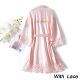 Summer Lace Sleepwear for Bride & Bridesmaid Wedding Robe Gown Solid Embroidery Kimono Bathrobe