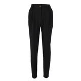 Mnealways18 Vintage Zipper Khaki Trousers Women High Waist Office Pants