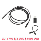 7mm Endoscope Camera Flexible IP67 Waterproof Micro USB Inspection Borescope Camera for Android PC Notebook 6LEDs Adjustable