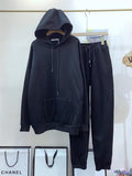 ALPHALMODA New Winter Hooded Sweatshirt Pants 2pcs Set Seasonal Trendy Thickened Warm Fleece Tracksuits Trousers Set Candy Colo
