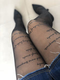 KASURE Woman's Sexy Transparent Tights With Inscriptions Plus Size