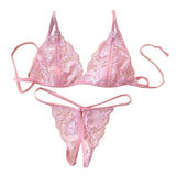 Women Lingerie Underwear Set Sexy Lace Transparent Bra G-String  H9