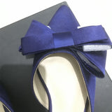 Spring and summer women's shoes Korean silk satin Pointed bow tie slippers Baotou flat heel sets semi slippers