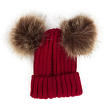 Children Winter Infant Newborn Kids Baby Wool Knitted Hat Cap Beanie With Two Double Pom Pom Beanie For Cute Boys Girl 1-3Years