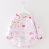 Baby Bandana Bibs Cute Cartoon Bibs Waterproof Infant Eating Children Drawing Long Sleeve Apron Baby Self Feeding Bib