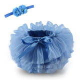 Baby girl tutu skirt 2pcs tulle lace bloomers Newborn infant outfits  Mauv headband flower set Baby mesh bloomer