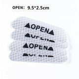 4Pcs/set Car Door Stickers Universal Safety Warning Mark OPEN High Reflective Tape Motorcycle Bike Helmet Sticker