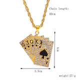 Hip Hop Jewelry Women Men Statement Enamel Playing Cards Pendants Necklaces Hip Hop Jewelry Fashion Gold Silver Color Necklace