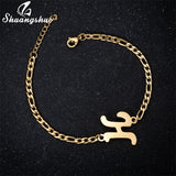 A-Z Letter Jewelry Personalize Initial Bracelets Bangles for Women Stainless Steel Alphabet Charm Bracelet Name Bijoux Pulseiras