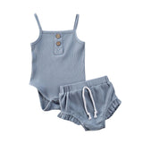3M-24M 2PCS Summer Newborn Kid Baby Girls Clothes Knitted Crop Tops + Shorts Outfits
