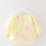 Baby Bandana Bibs Cute Cartoon Bibs Waterproof Infant Eating Children Drawing Long Sleeve Apron Baby Self Feeding Bib