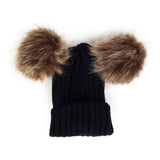 Children Winter Infant Newborn Kids Baby Wool Knitted Hat Cap Beanie With Two Double Pom Pom Beanie For Cute Boys Girl 1-3Years