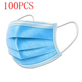 100 Pcs Non-Woven 3 Layers Disposable Plastic Mask
