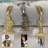 AurolaCo Custom Photo Necklace Name Pendent For Women Custom Personal Photo Picture Portrait Nameplate Pendent For Gifts