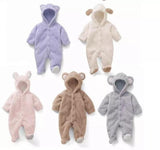 0-12M Autumn Winter Newborn Rompers Baby Fleece Jumpsuit Hoodies Jumpsuit Baby Girls Boys Romper Newborn Toddle Baby Overalls - shopwishi 