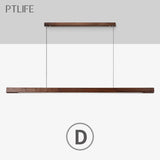 Nordic Wood Pendant Lights LED Modern Pendant Lamps for Dining Living Room Kitchen Office Shop Bar Cafe Long Strip Hanging Lamp