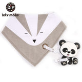 Let's Make Baby Stuff Bibs & Burp Cloths 1pc Cotton Bib Cartoon Silicone Teether BPA Free Baby Things Feeding Baberos Burp Cloth