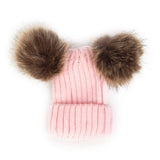 Children Winter Infant Newborn Kids Baby Wool Knitted Hat Cap Beanie With Two Double Pom Pom Beanie For Cute Boys Girl 1-3Years
